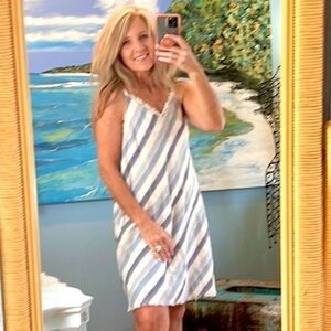 ⚓️Gilli, ,Yacht-Wear Dress, V-Neck, Deconstructed Fringe at Edging, Timeless,S